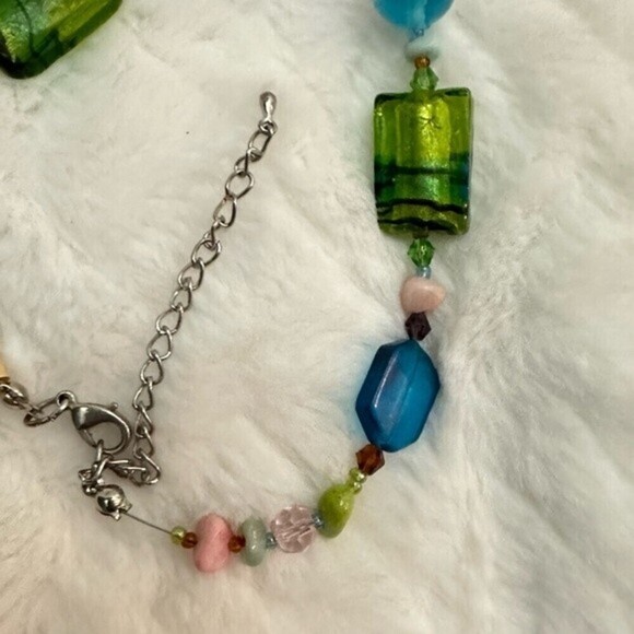Multi-Colored Mixed Glass Beads & Stone Necklace - Picture 7 of 9